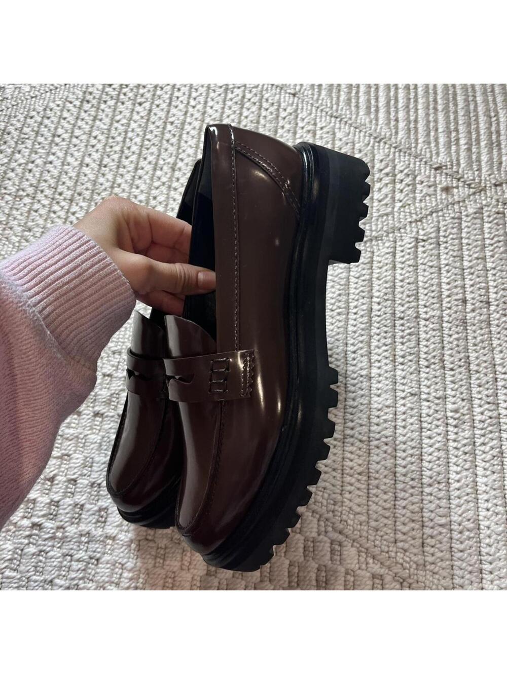 Reformation Agathea Chunky Loafers in Espresso Leather - Picture 6 of 8